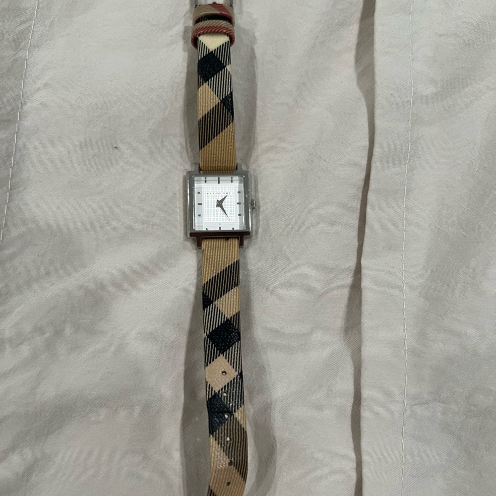 Burberry Plaid Pattern Wristwatch with Square Face